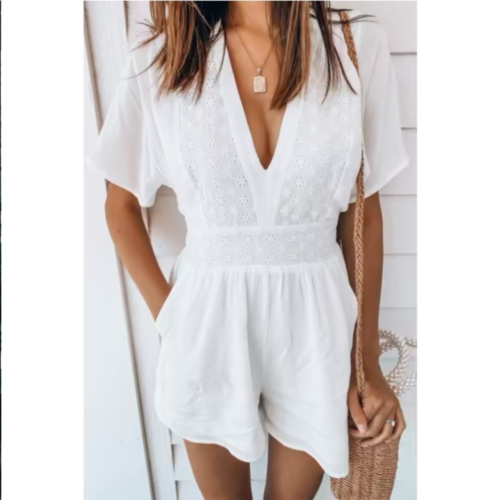 NWT White Eyelet Romper